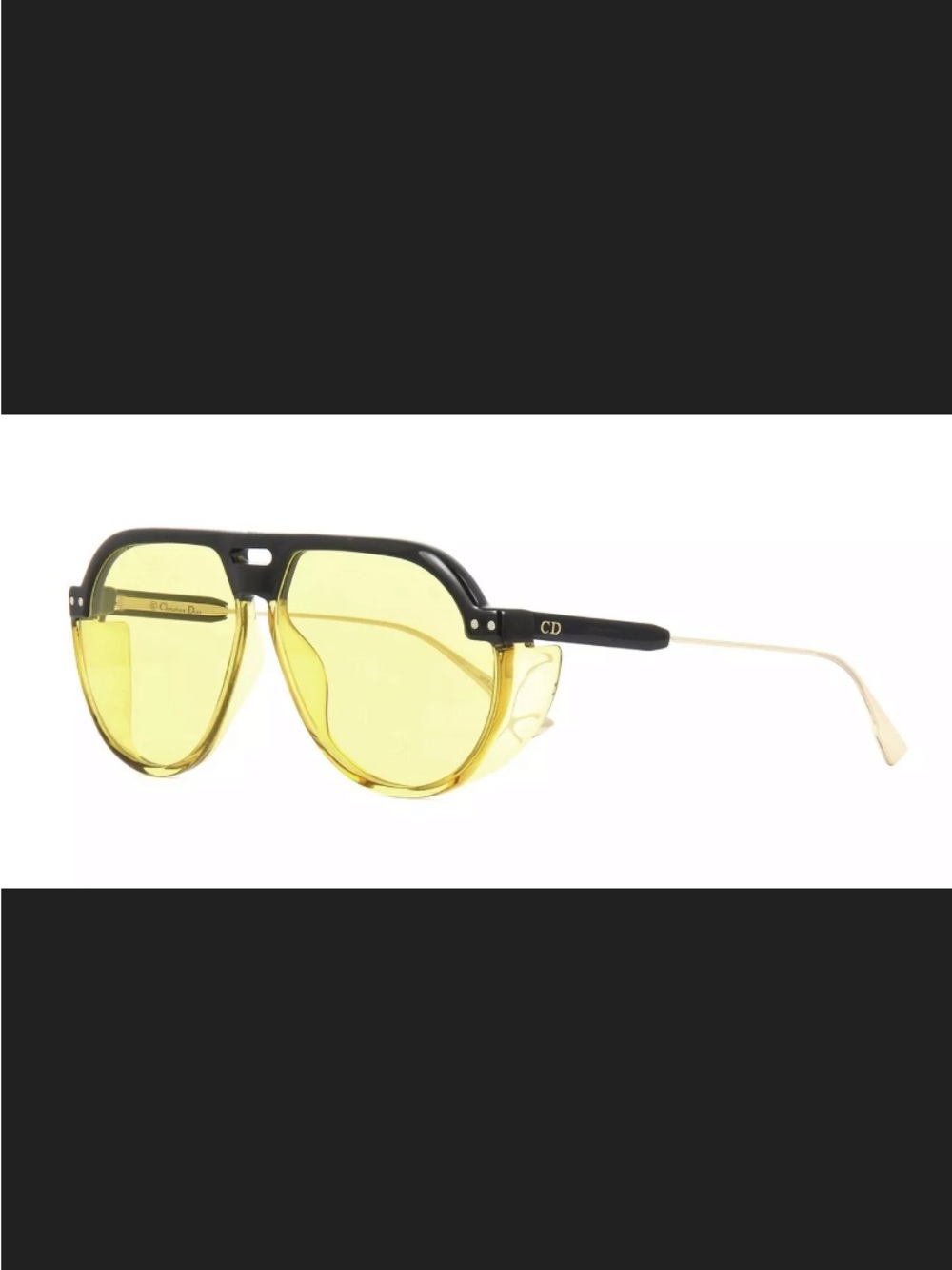 Dior Yellow Lens Black Frame Sunglasses